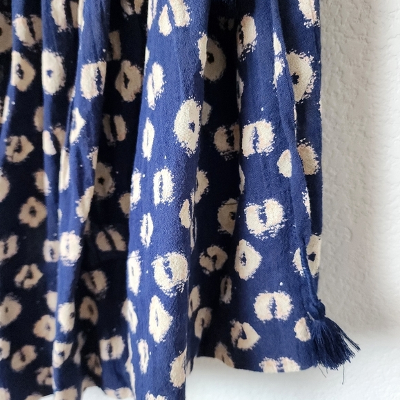 FREE PEOPLE indigo Molly Tunic top tassle tie shoulder NEW size M - Picture 6 of 9